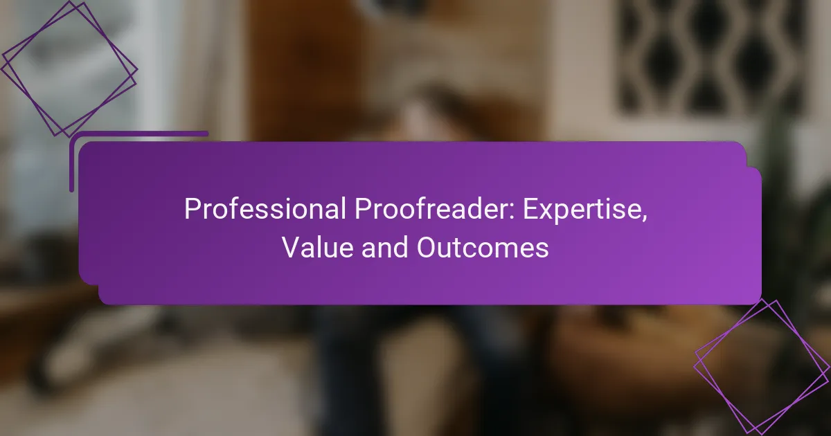 Professional Proofreader: Expertise, Value and Outcomes