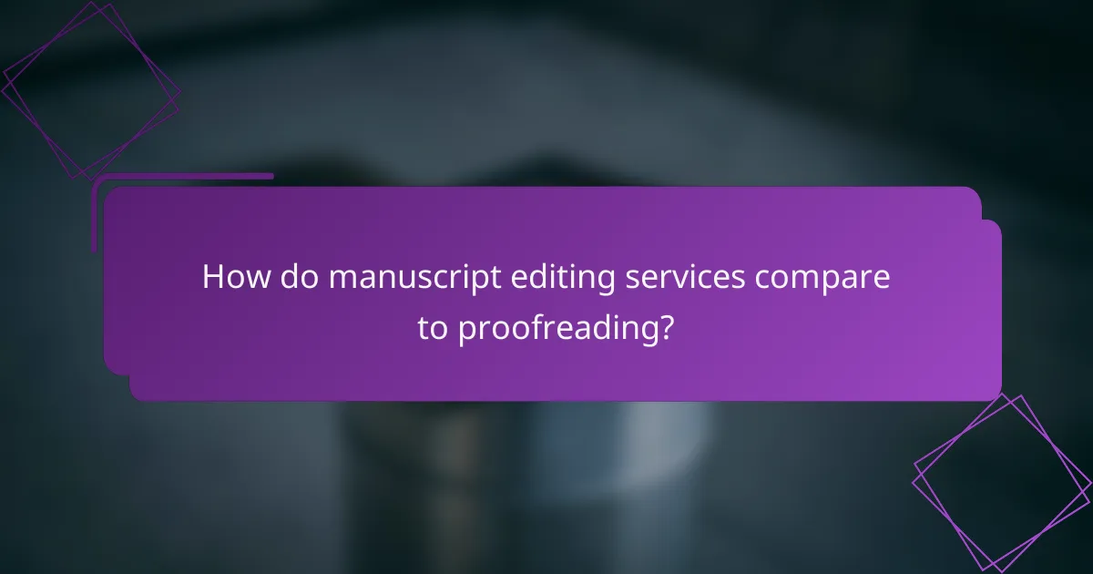How do manuscript editing services compare to proofreading?